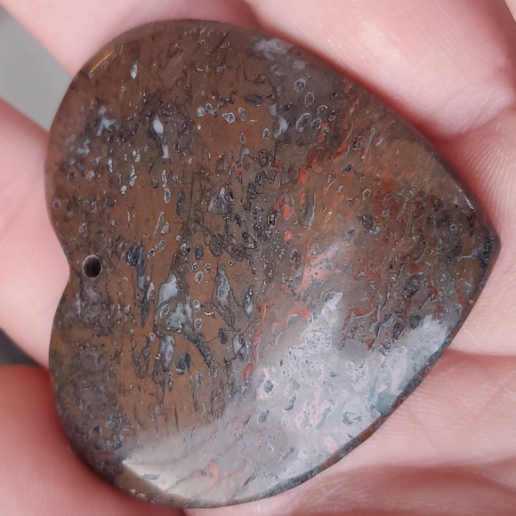 New Natural Plum Jasper Heart Shaped Pendant. - Picture 6 of 11